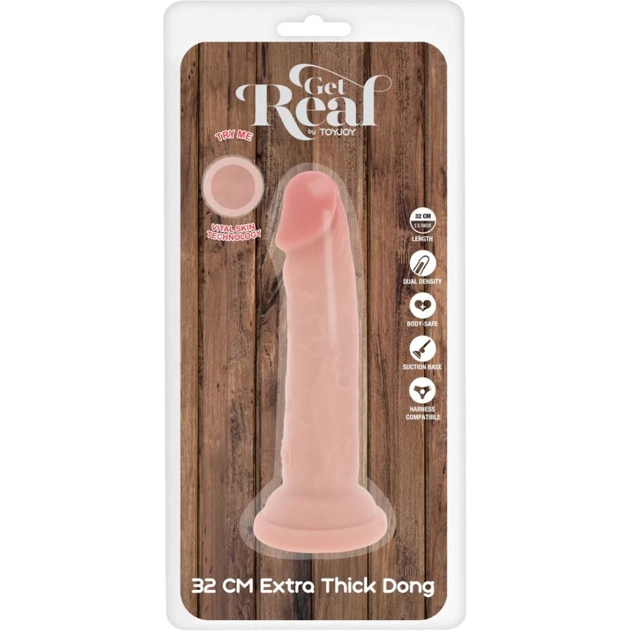 GET REAL - PÊNIS DE TPE DELUXE DE DUPLA DENSIDADE E ESPESSURA 32 CM